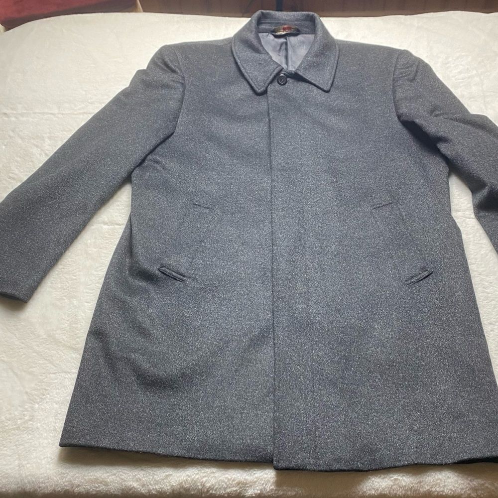 Pronto Moda Black Cashmere Blend Trench Coat Size 42R